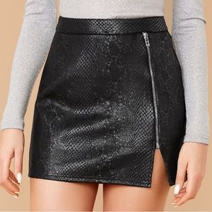 Black Faux Snake leather Mini Skirt size S